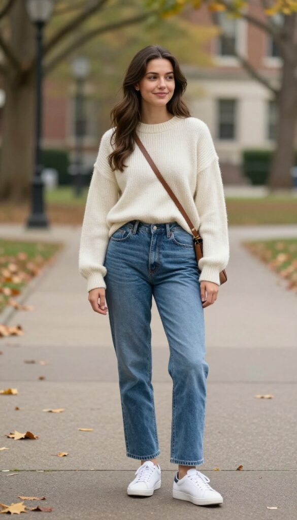 1. Classic Jeans and a Cozy Sweater