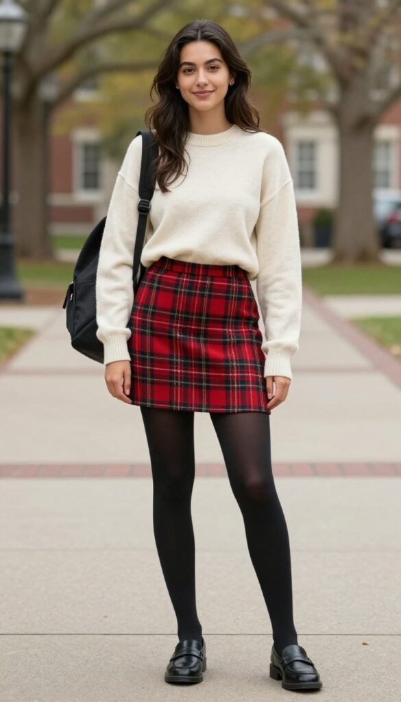 11. Plaid Skirt and a Sweater