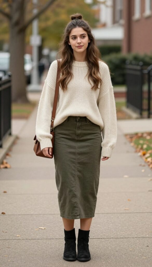 6. Midi Skirt with a Chunky Knit