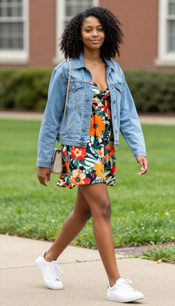 2. Denim Jacket & Midi Dress