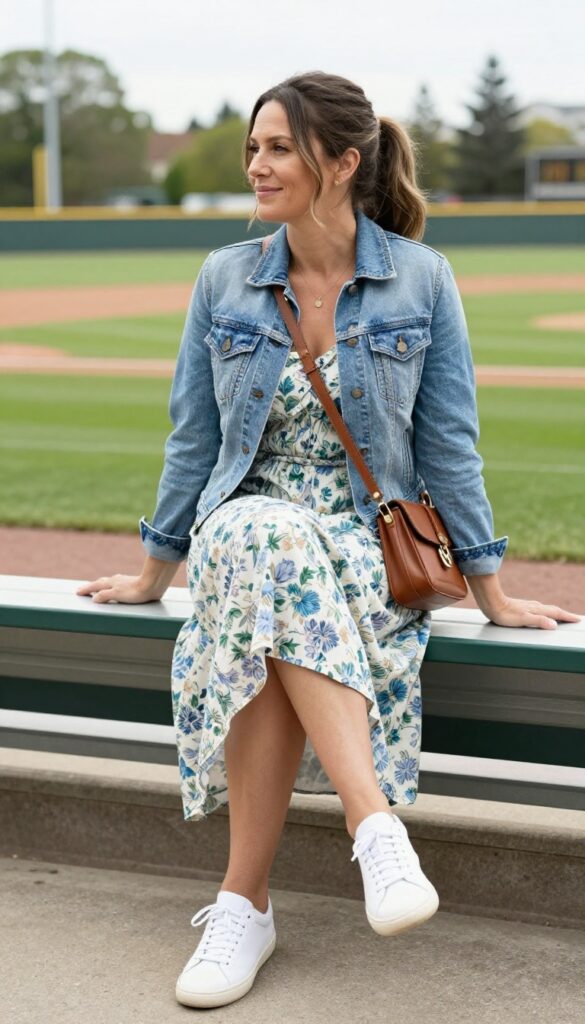9. Denim Jacket Over a Sundress