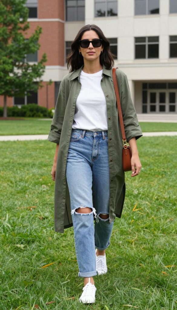 6. Kurta with Ripped Jeans and Sneakers