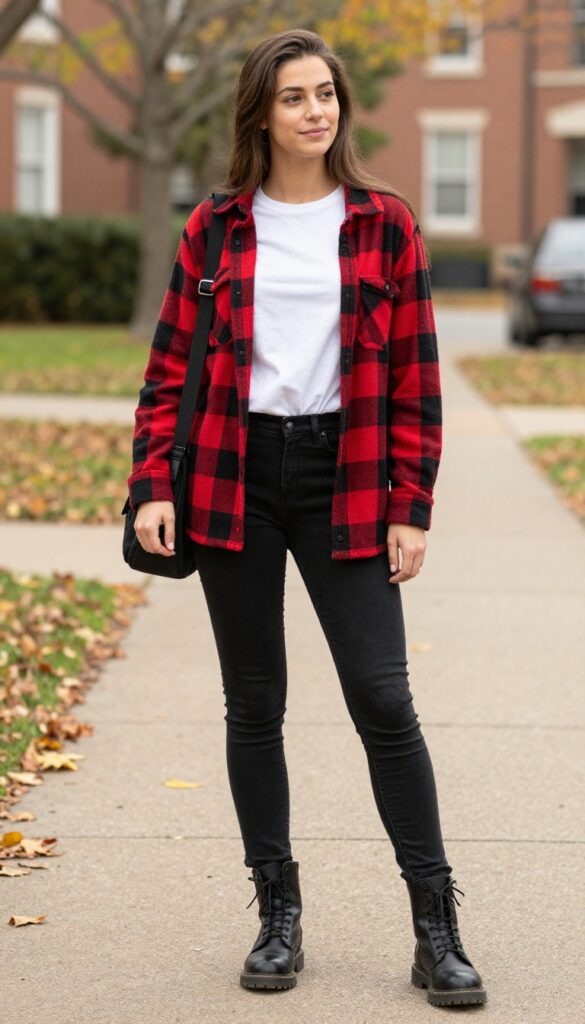 10. Flannel Shirt and Black Jeans