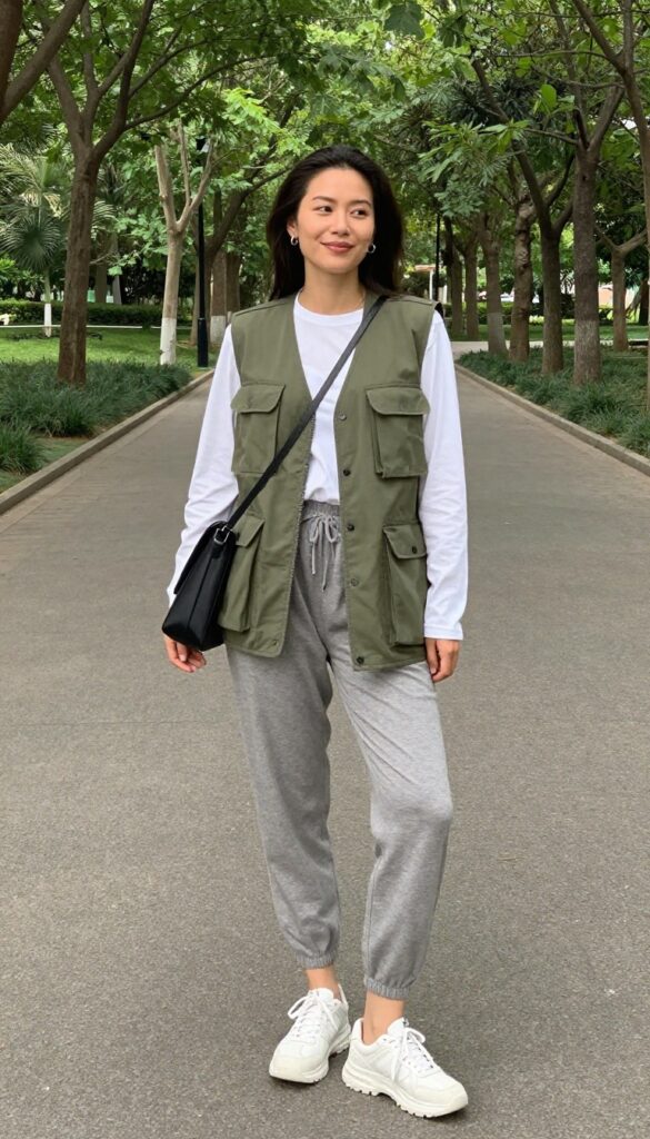 7. Mom Uniform: Utility Vest and Joggers
