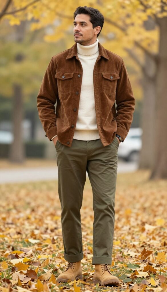 10. Corduroy Jacket with Olive Trousers