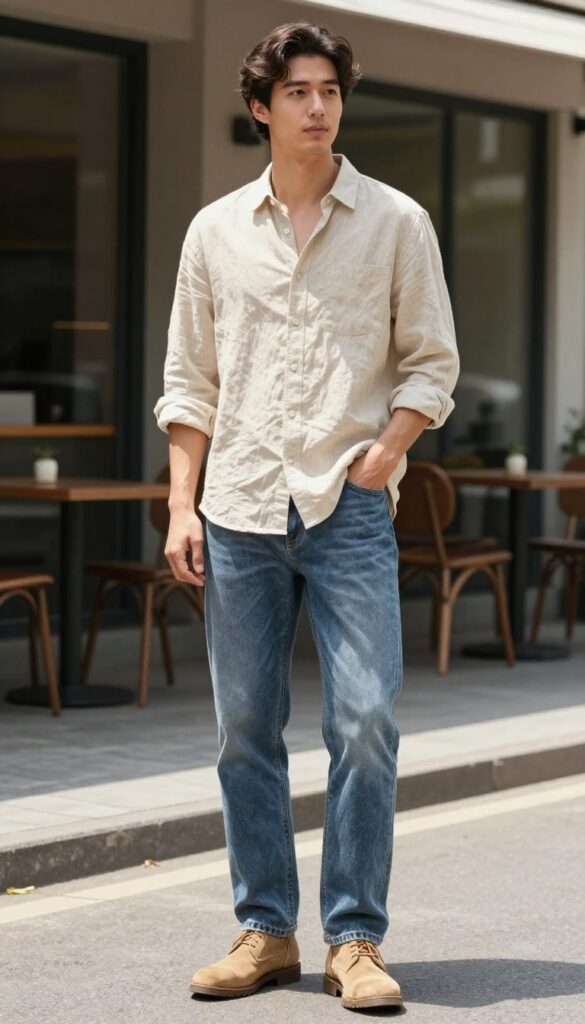 4. The Linen Button-Down With Rolled Sleeves