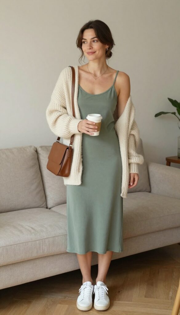3. Slip Dress with a Chunky Cardigan