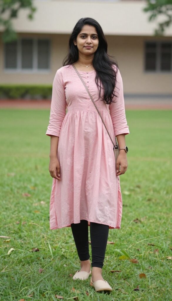 2. Anarkali Dress with Leggings and Juttis