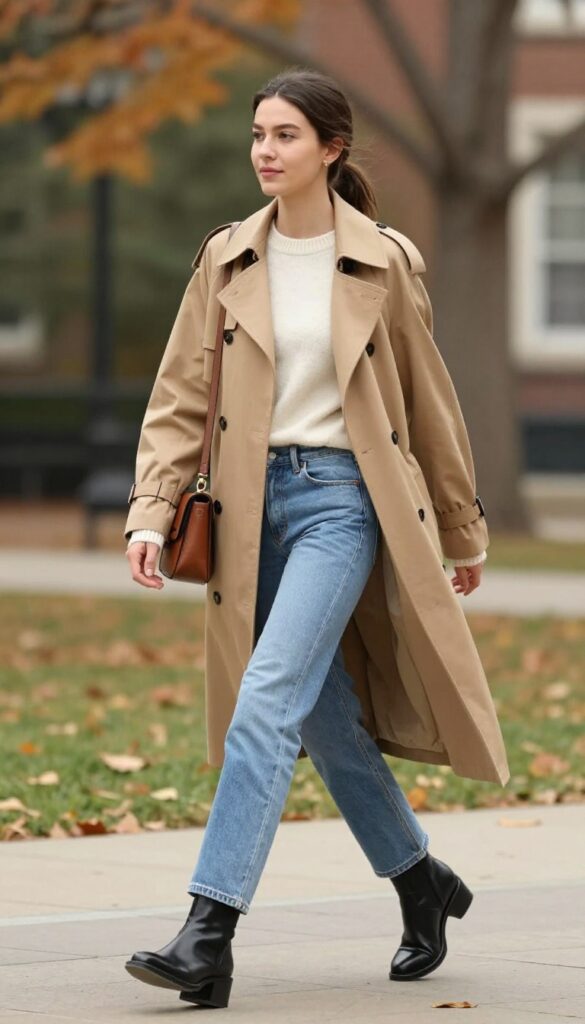 10. The Trench Coat & Ankle Boots Combo