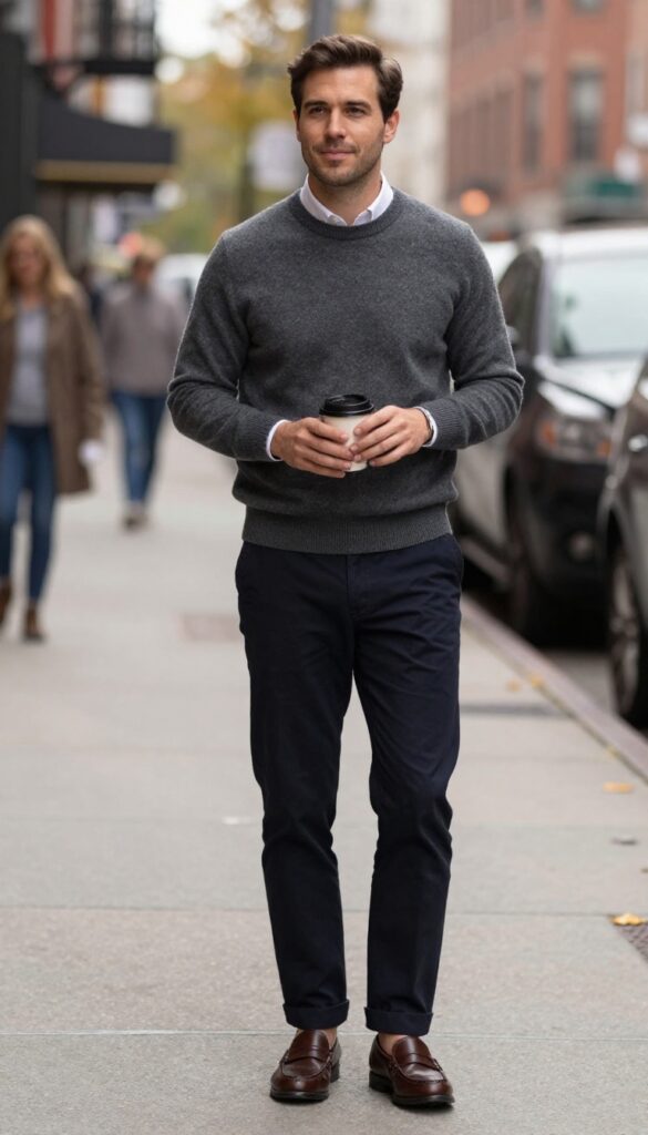 5. The Sweater Over a Collared Shirt