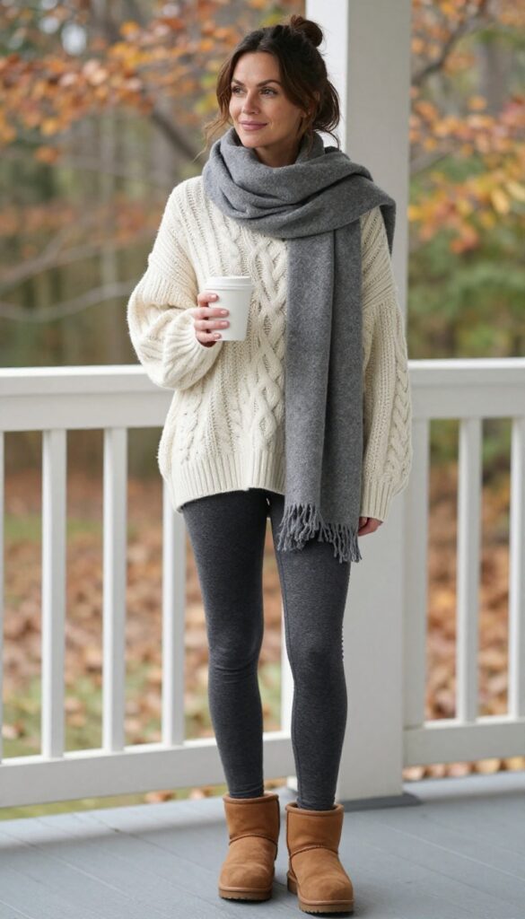 4. Cozy Knit: Chunky Sweater and Scarf