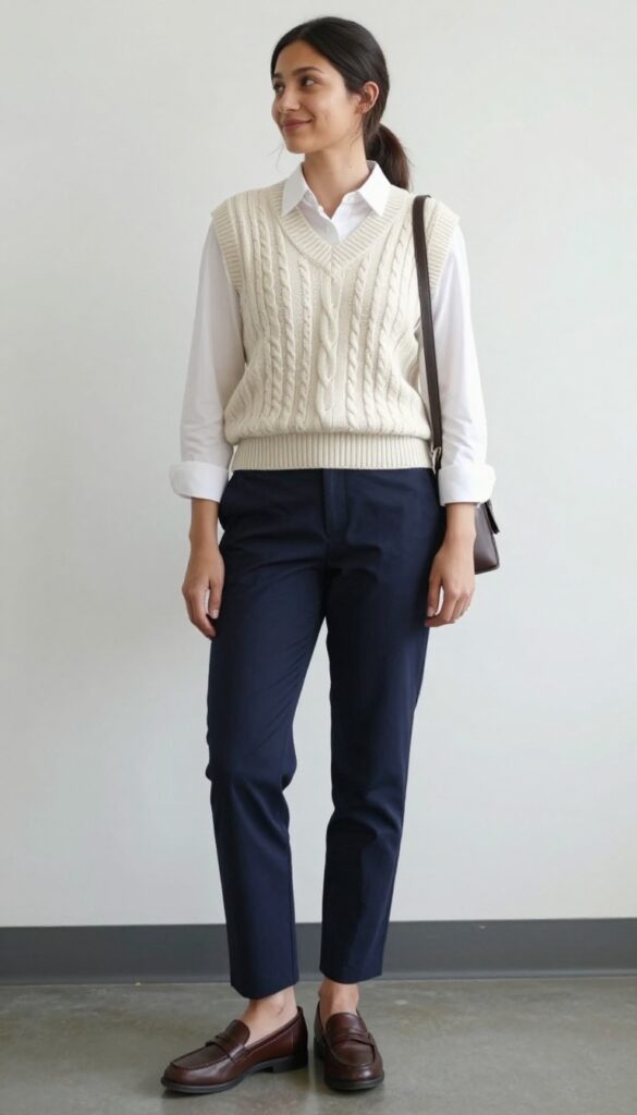 8. Sweater Vest with a Button-Down Shirt