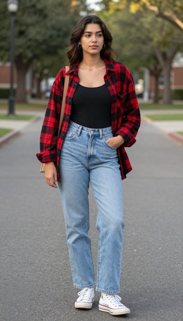 14. Flannel Shirt Over a Bodysuit