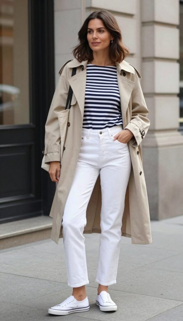 10. The Striped Breton Top with White Jeans