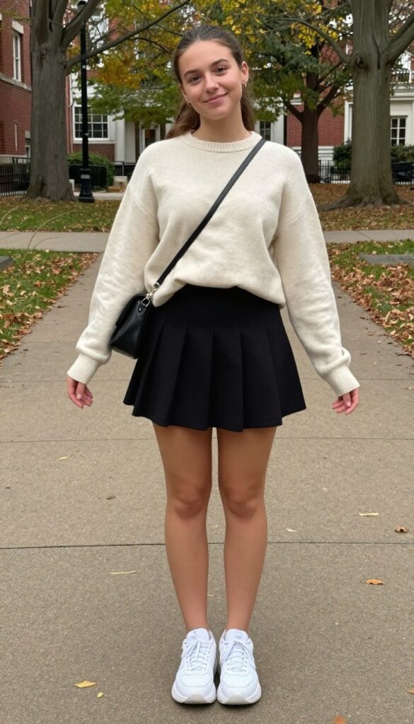 2. Sweater and Pleated Skirt