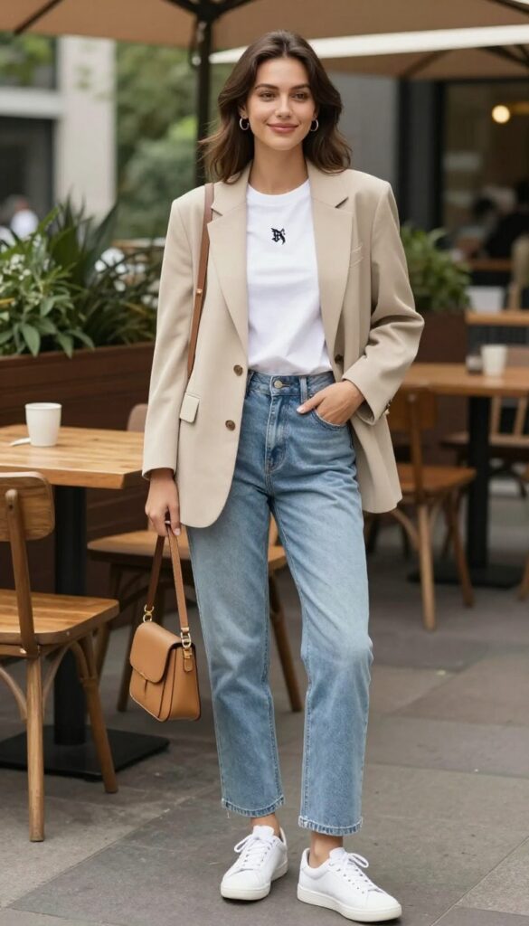 7. Soft Blazer, Graphic Tee, and Cropped Jeans