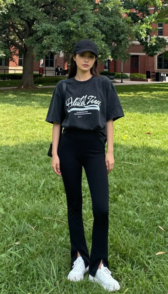 2. Oversized Graphic Tee and Biker Shorts
