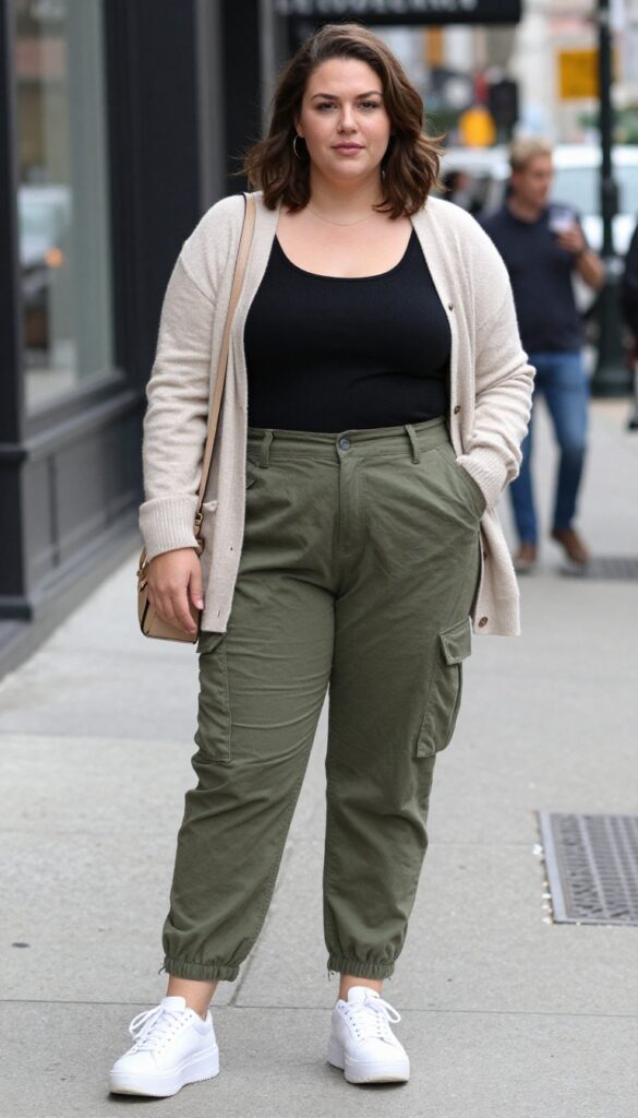 8. Cargo Pants and a Fitted Tank Top