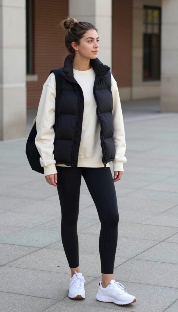 13. Puffer Vest and Long-Sleeve Tee