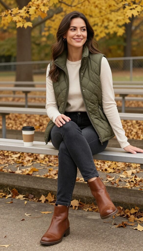 7. Vest Layering Over a Long-Sleeve