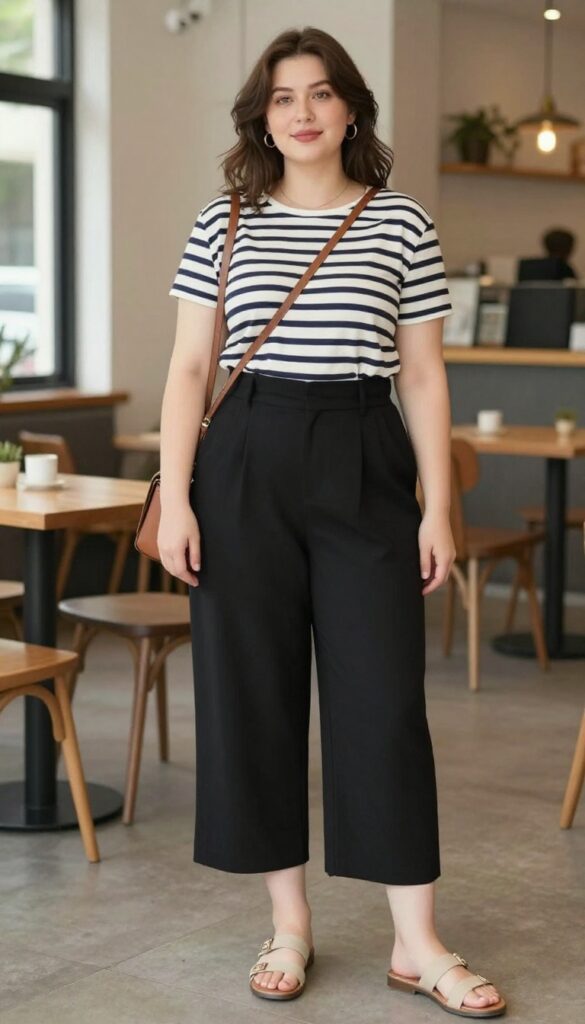 12. Culottes and a Striped Boatneck Top