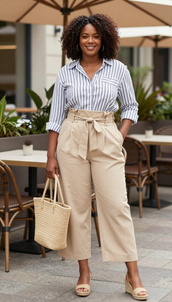11. Paperbag Waist Shorts + Button-Down