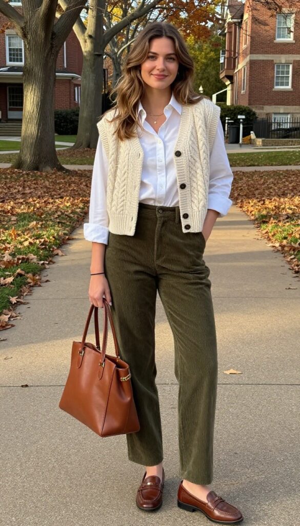 10. The Corduroy Pants and Knit Vest