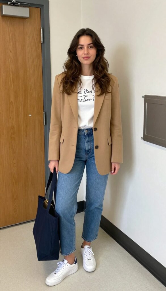7. Graphic Tee with a Blazer and Jeans