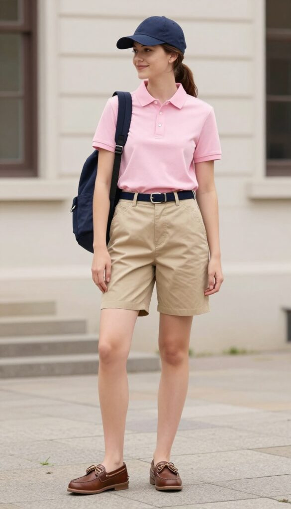 5. Polo Shirt With Chino Shorts and Boat Shoes