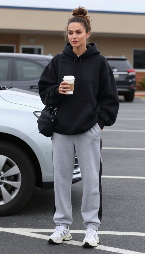 13. Sporty Spice: Track Pants + Hoodie + Dad Sneakers