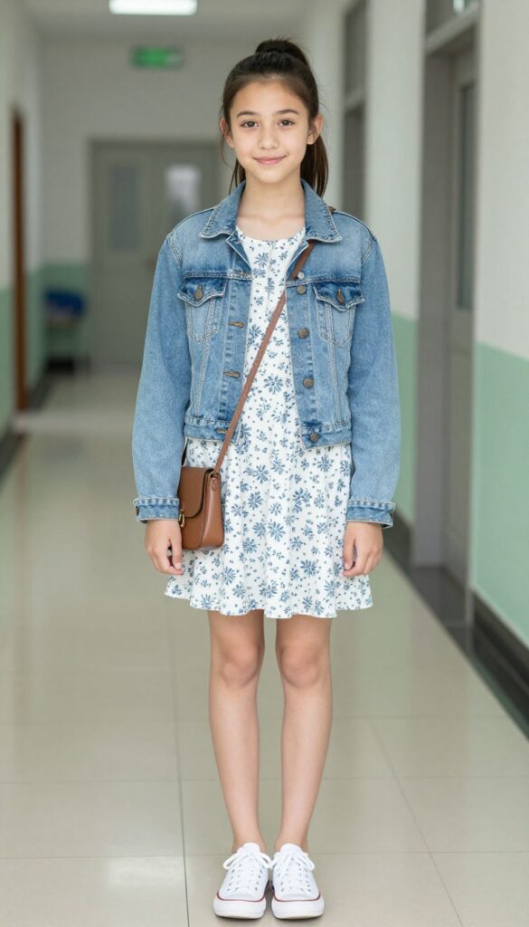 4. Denim Jacket over a Sundress