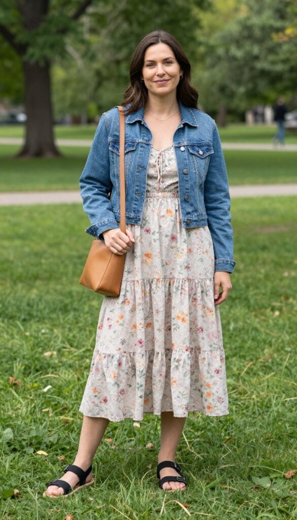 8. Denim Jacket over a Sundress