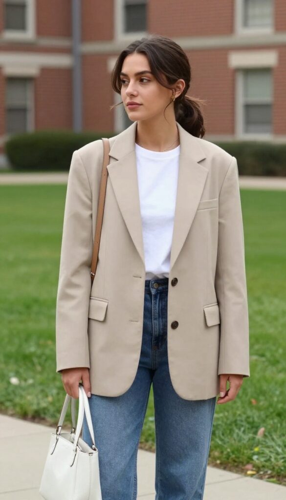 10. Blazer and T-Shirt with Jeans