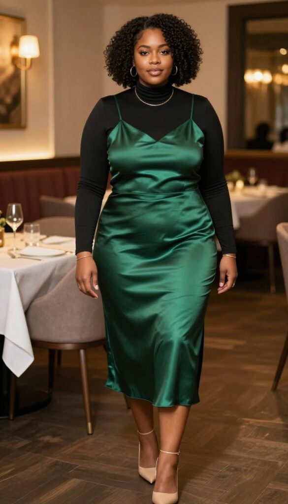 9. Satin Slip Skirt + Turtleneck