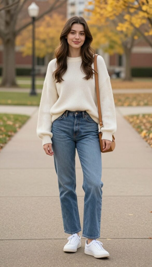 1. Classic Jeans and a Cozy Sweater
