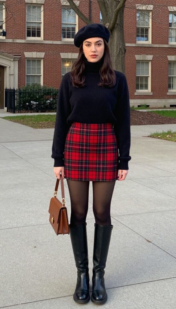 8. The Plaid Mini Skirt and Turtleneck