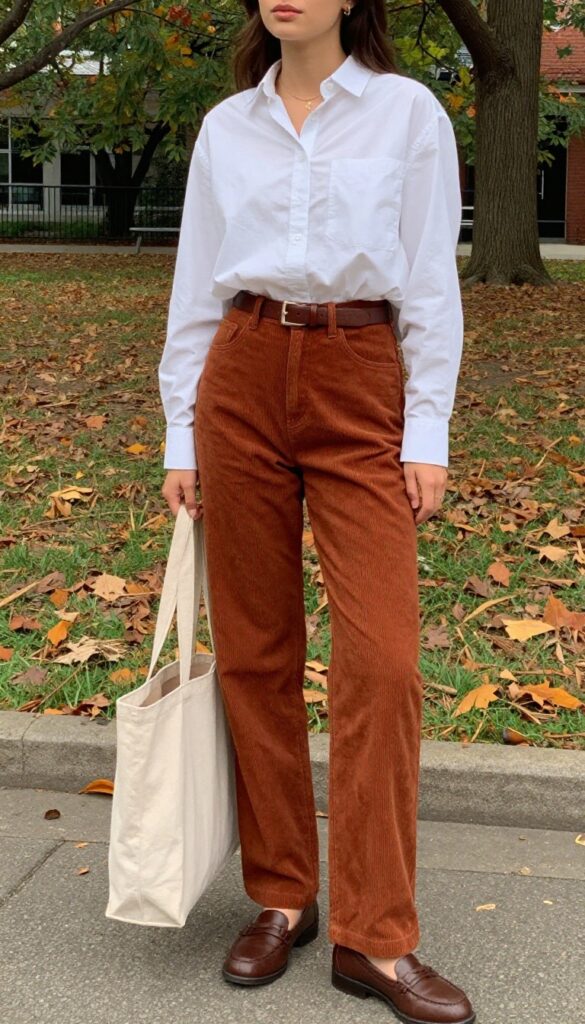 6. Button-Down Shirt and Corduroy Pants