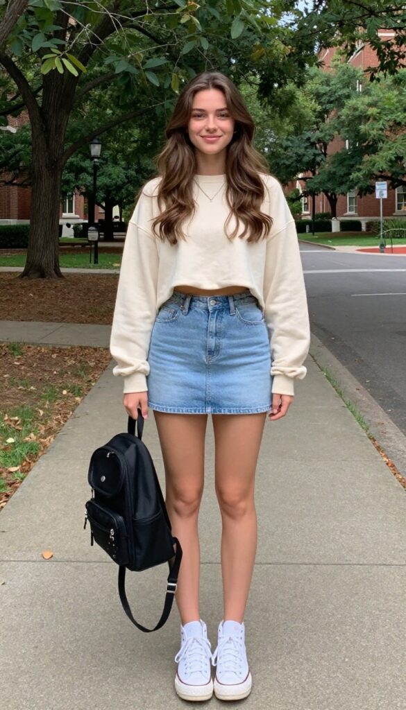 10. Sweatshirt and Mini Skirt