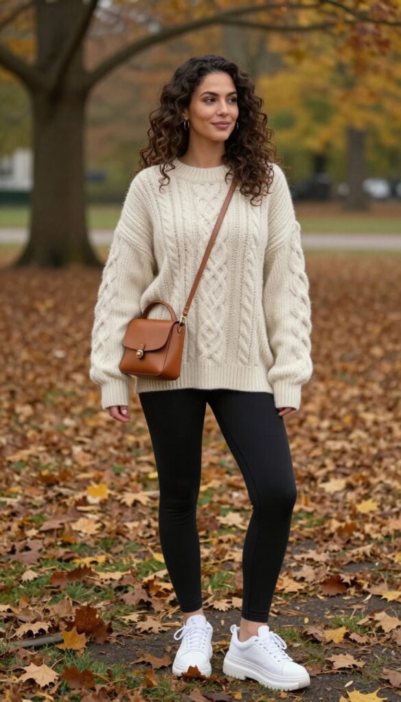 4. Oversized Sweater + Leggings + Chunky Sneakers