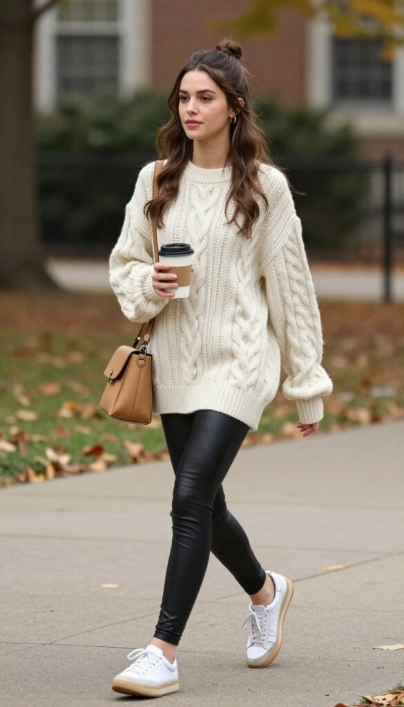12. Leather Leggings and an Oversized Sweater