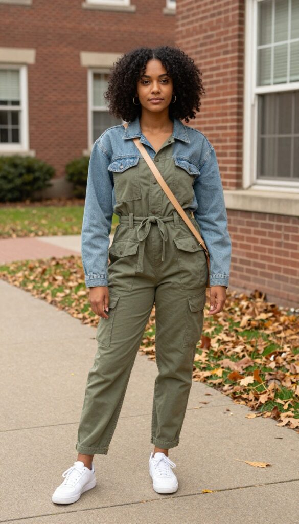 11. Jumpsuit & Denim Jacket