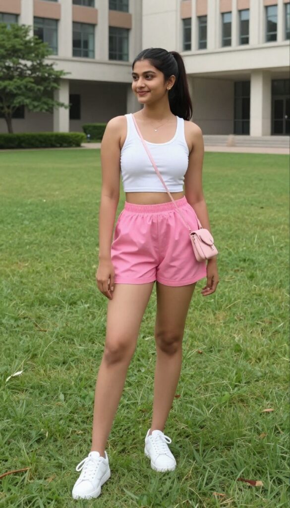 13. Patiala Salwar with a Crop Top and Sneakers