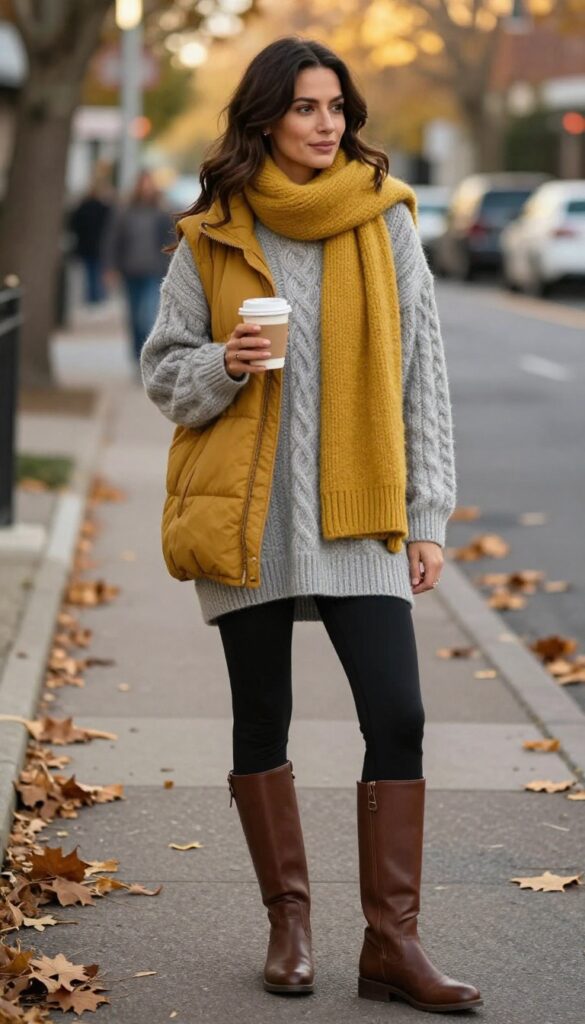 9. Tunic Sweater With Leggings and Tall Boots