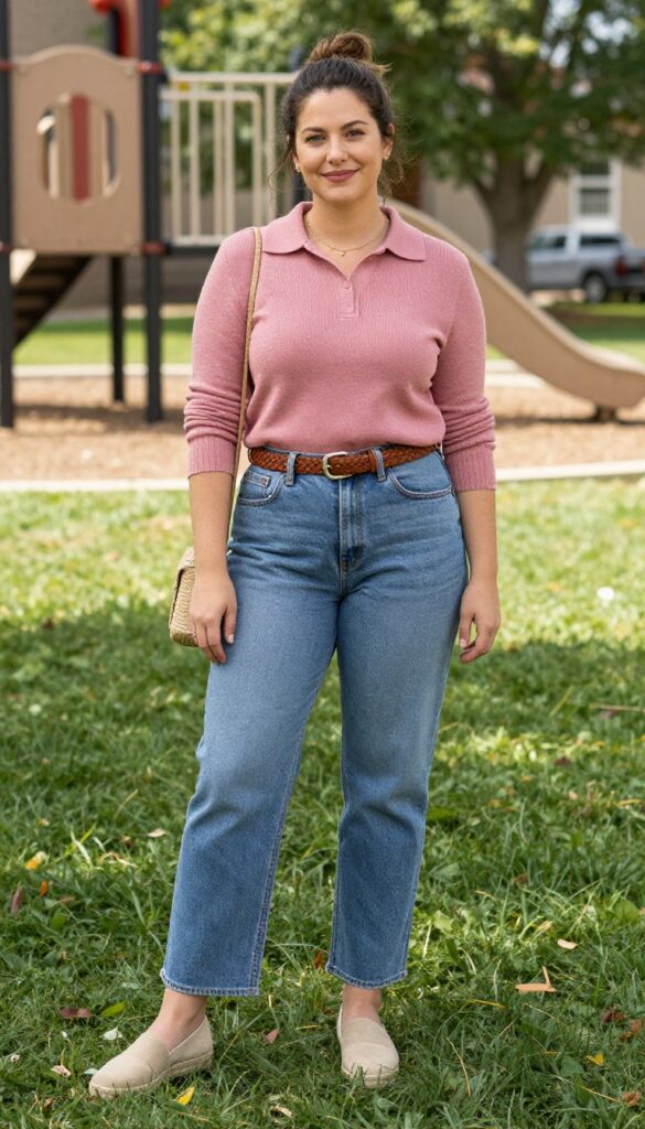 10. Knit Polo + Straight-Leg Jeans + Espadrilles