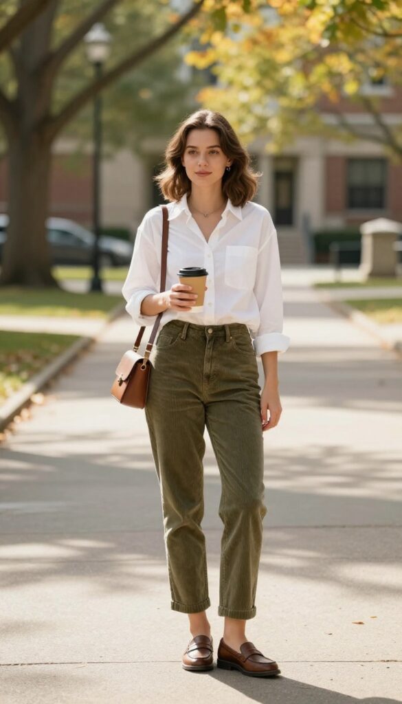 8. Button-Down Shirt and Corduroy Pants
