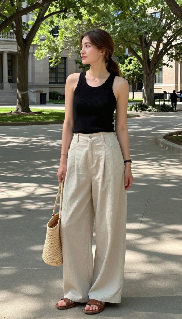 9. Knit Tank Top and Linen Pants
