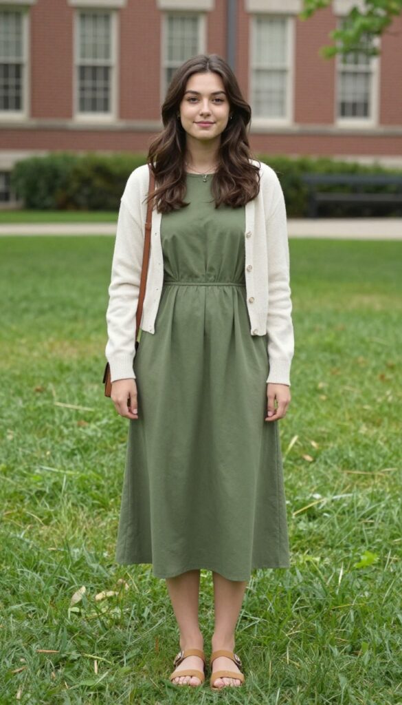 10. Maxi Dress with a Cardigan and Flats