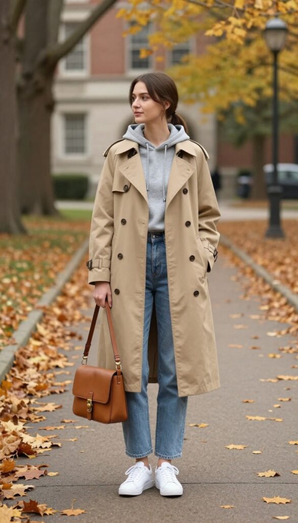 11. Hoodie Under a Trench Coat