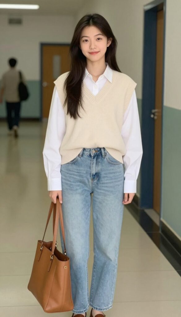 11. Sweater Vest Over a Button-Down