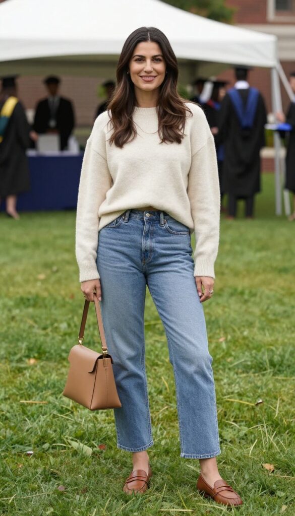 11. Straight-Leg Jeans with a Cashmere Sweater and Loafers